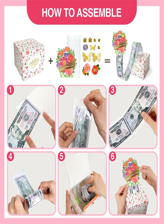 YAOLIGIFT Mothers Day Gifts Money Box for Cash Gift, Surprise Explosion Gift for Mom, DIY Money Holder for Cash with Pull Out Card and Bags - Image 5